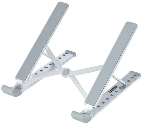 StarTech.com Foldable Laptop Riser Stand Portable Height Adjustable Ergonomic Laptop Stand Ventilated Aluminum Frame Supports 22lb (10Kg)